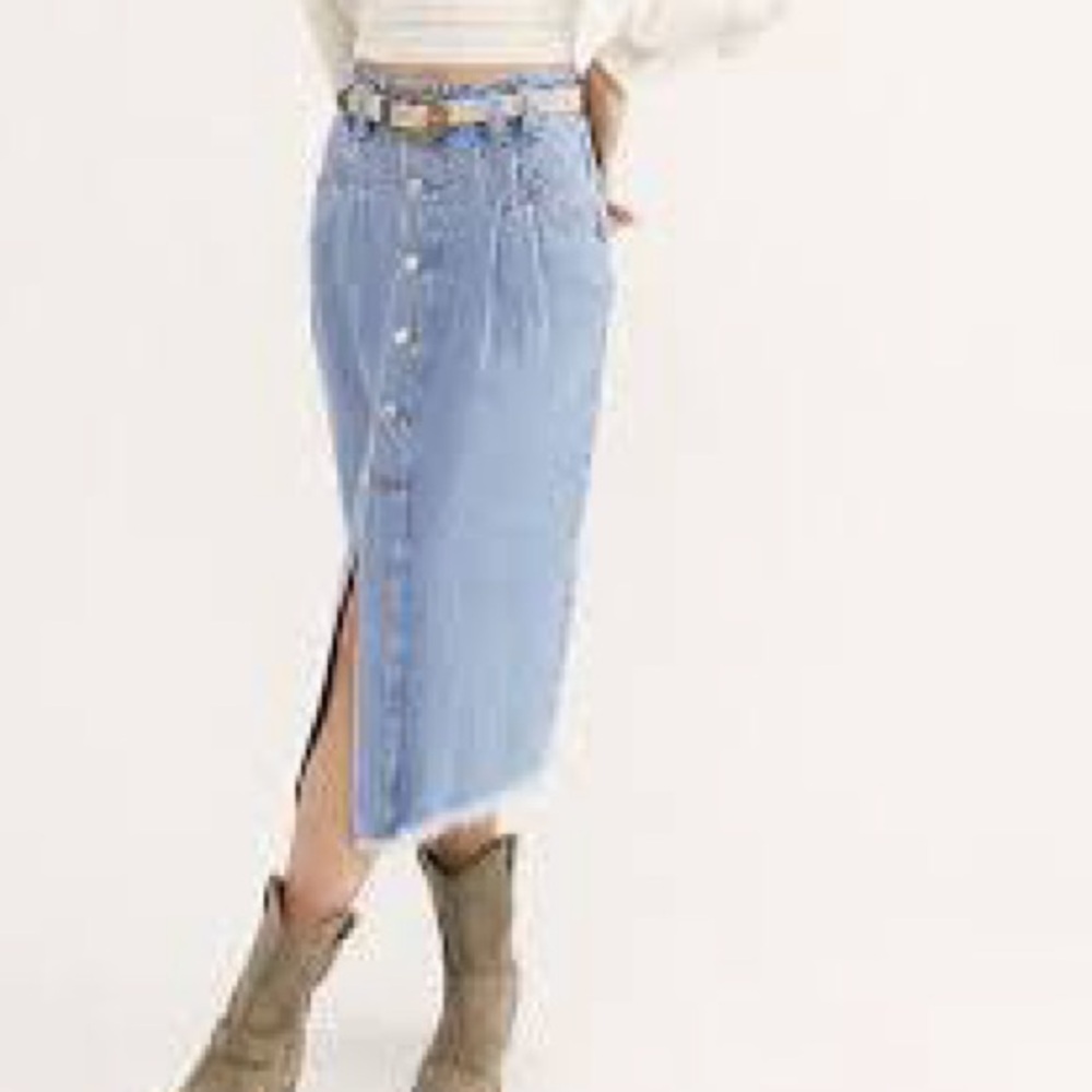 FREE PEOPLE Sydney Midi Skirt Sz 26 - Picture 2 of 3